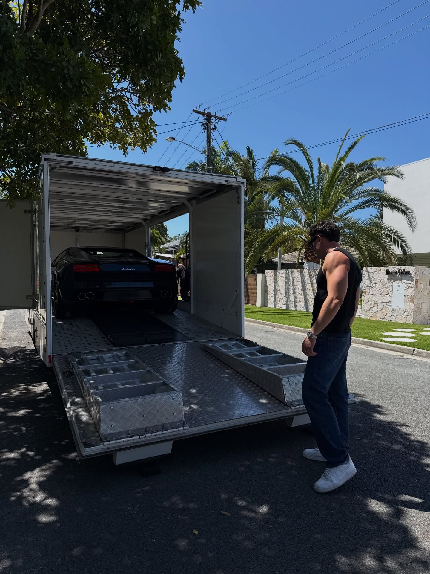 Lamborghini being delivered