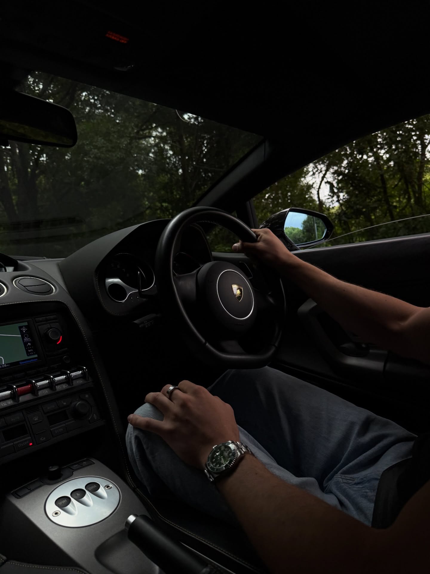 Driving the Lamborghini