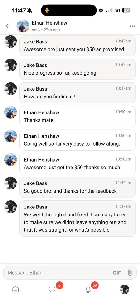 Student win - received the $50, training easy to follow